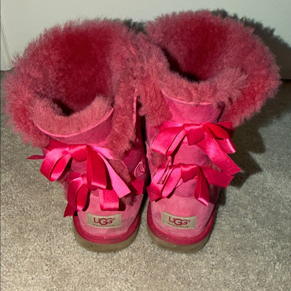UGG Vibrant Pink Boots with Satin Bows